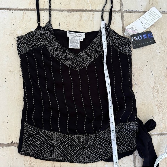 New! Adrianna Papell Beaded Tank, Size S, black - Picture 9 of 13